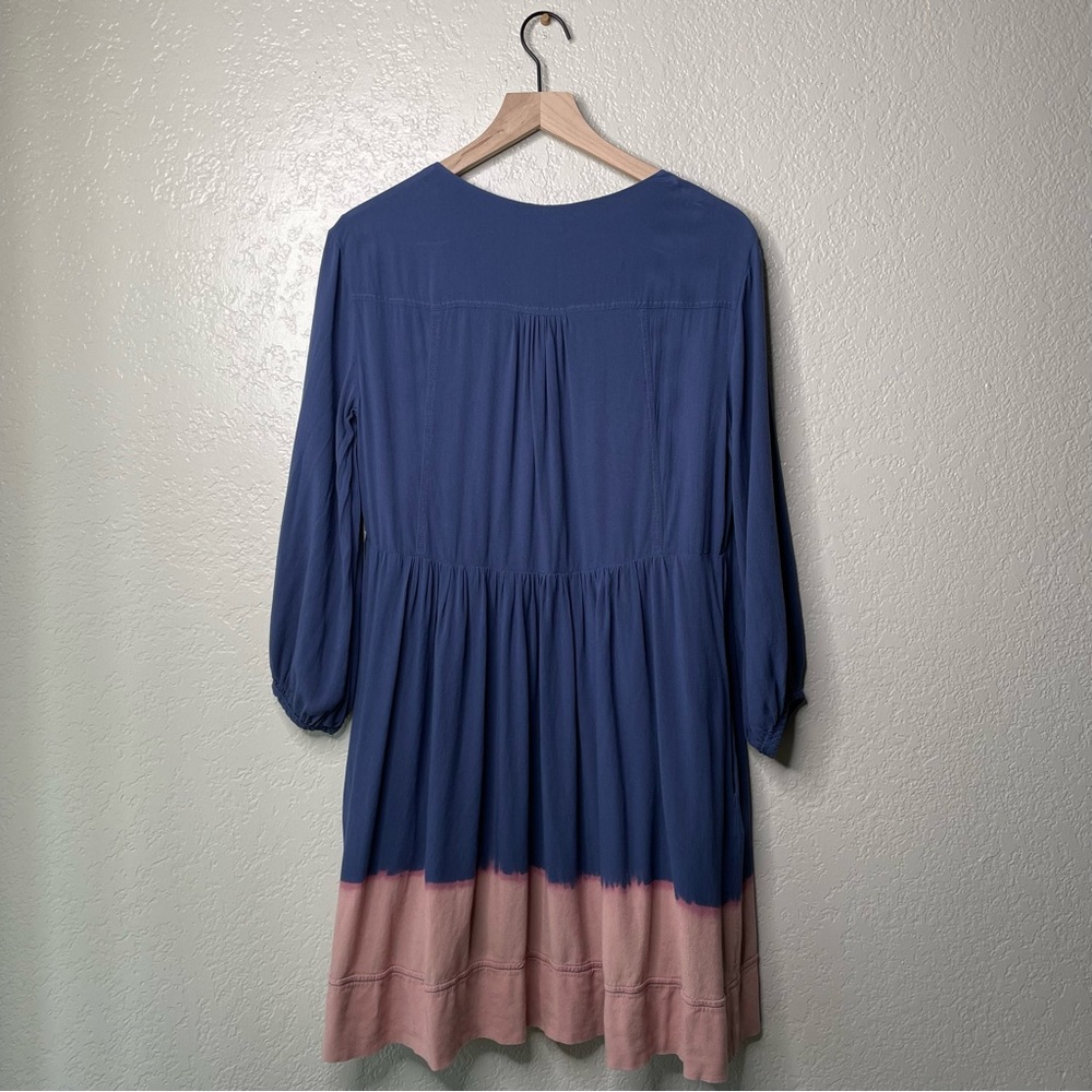 Holding Horses Anthropologie Blue Pink Dip Dye Ombré Tassel Peasant Dress - Picture 10 of 13